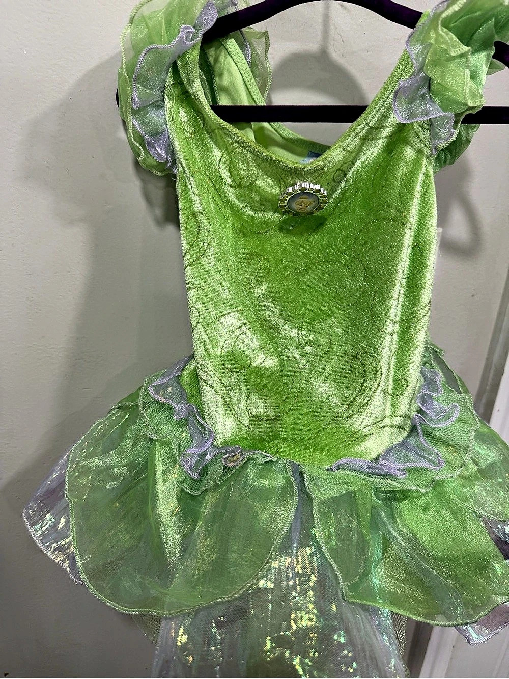Disney Fairies Tinker Bell Costume Dress Green & Purple Girls XXS